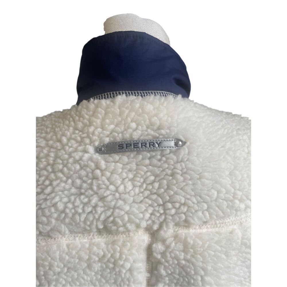 COPY - Sperry Topsider Full Zip Sherpa Fleece Vest Navy Tan Size M - Picture 7 of 12